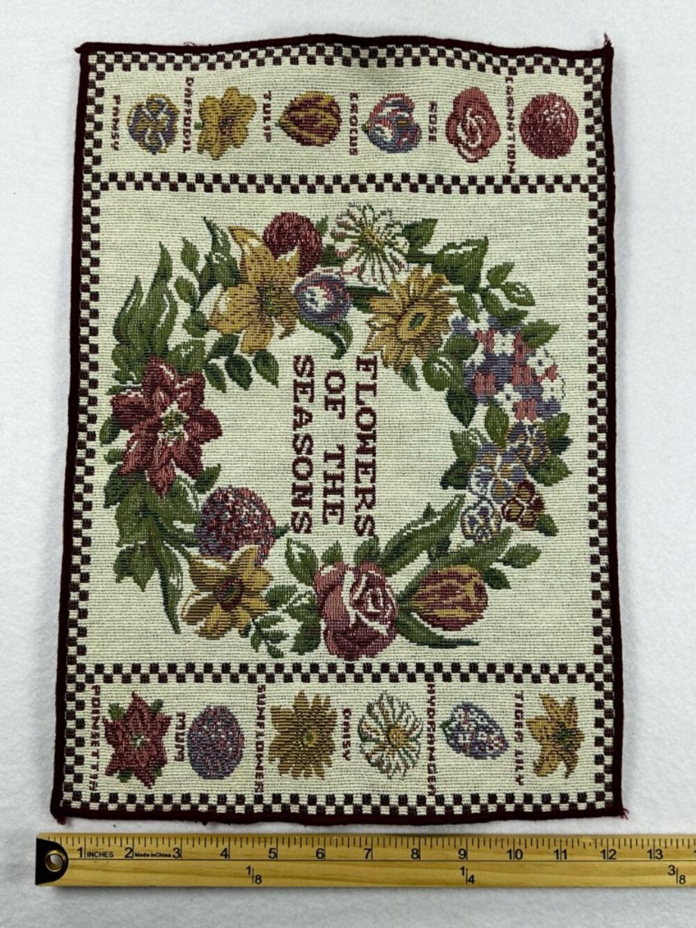 Vintage Flowers Of The Seasons 2 Wall Art Decor Tapestry Placemats DIY 17x12.5 - Picture 5 of 10